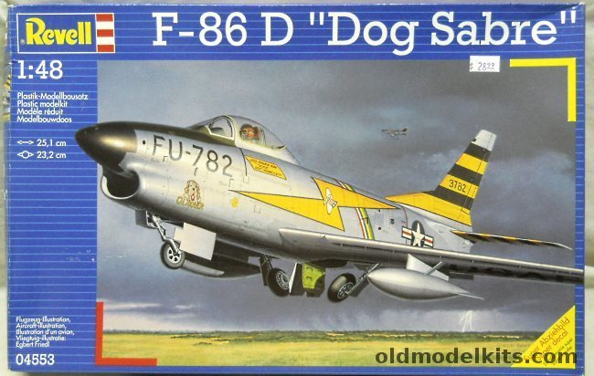 Revell 1/48 F-86D Sabre Dog - USAF 1st FG 94th FIS Selfridge AFB Michigan 1959 / Denmark EskadrillesKjold ESK 726 1959 Royal Danish Air Force - (ex Monogram Pro Modeler), 04553 plastic model kit